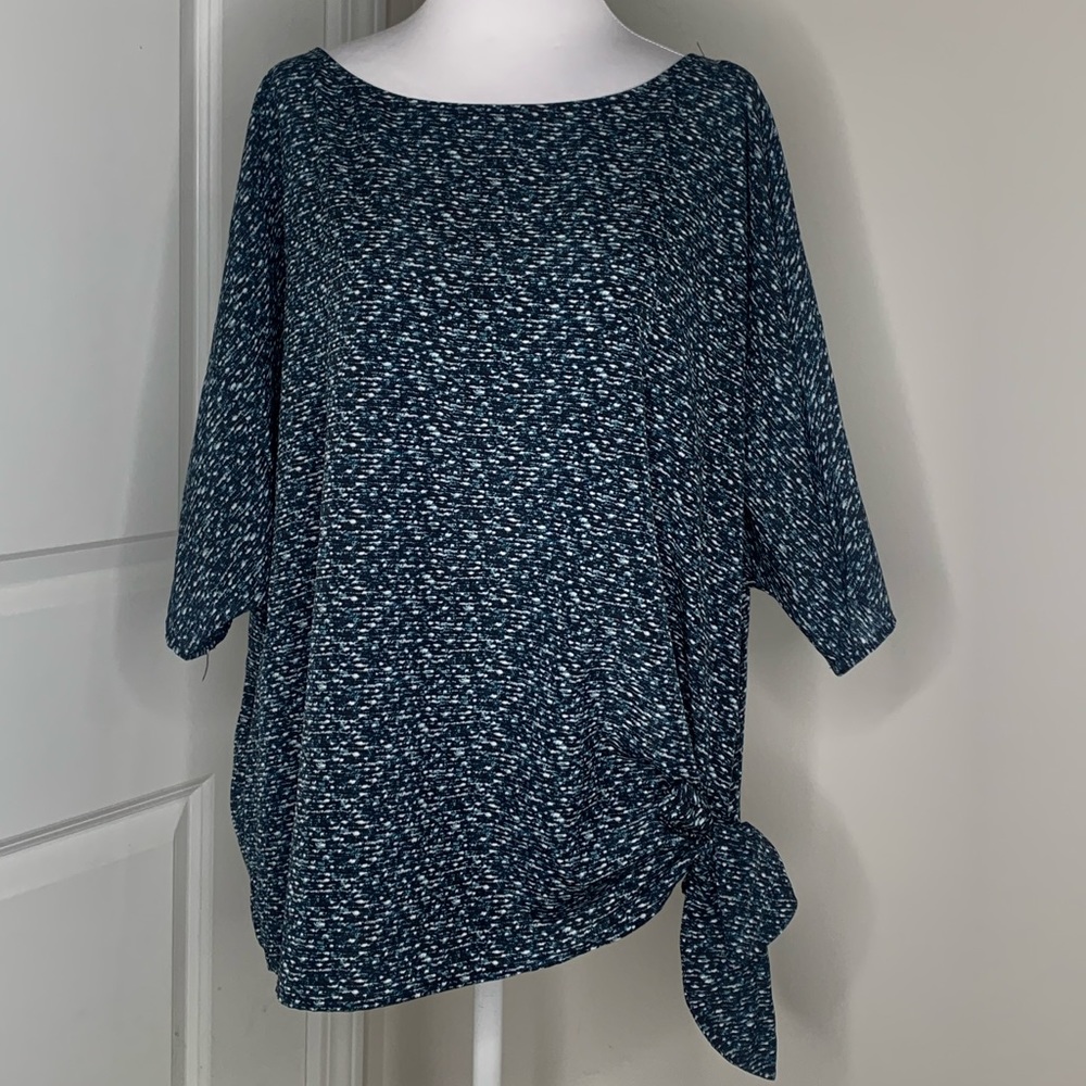 BN2 Michael Michael Kors Green Print Blouse Side Tie‎ Office Blouse Casual XL